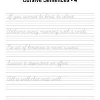 Printable Worksheet: Cursive Sentences- 4 - Cursive Writing Course ...