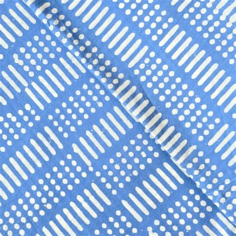 Pure Cotton Discharge Blue With White Hand Block Print Fabric – Sanskruti