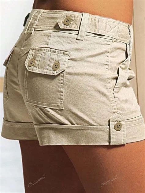 Casual Simple Solid Color Commute Utility Shorts | SHEIN USA