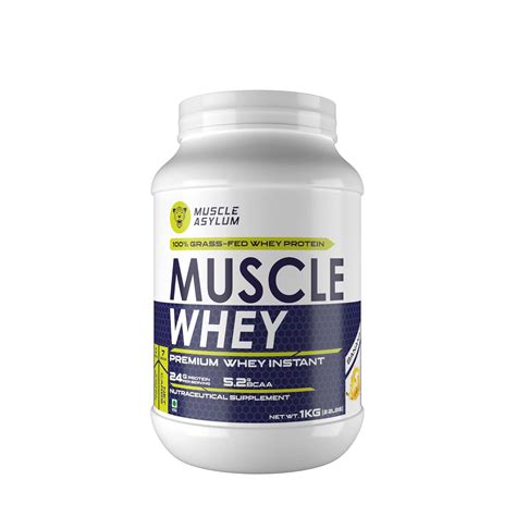 Muscle Asylum Premium Whey Protein | 1kg, 25 Servings | Banana | With ...
