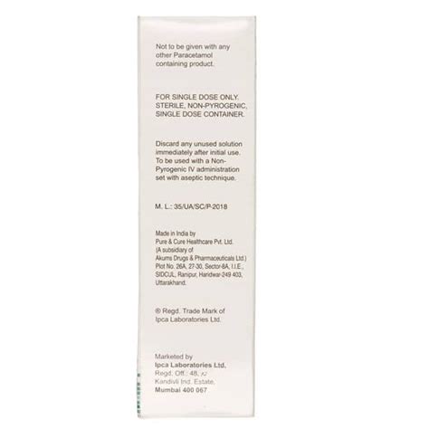 Pacimol 100 MG/100ML Infusion (100): Uses, Side Effects, Price & Dosage ...