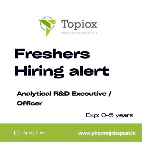 Topiox Research Centre Hiring freshers | Analytical R&D Executive / Officer (0–5 Years) – Apply ...