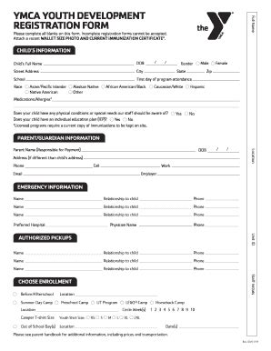 Fillable Online 2019 Youth Development Registration Form Fax Email ...
