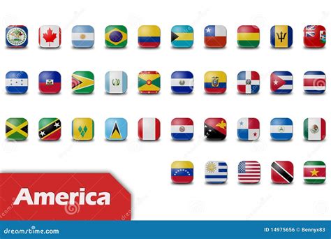 American continent flags stock illustration. Illustration of north ...
