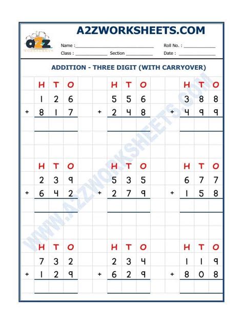 Grade 2 Three-Digit Addition Carry Over 的图像结果