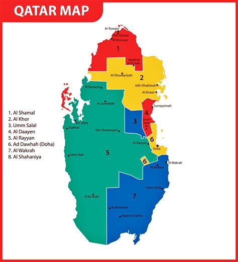 Map of Qatar regions: political and state map of Qatar