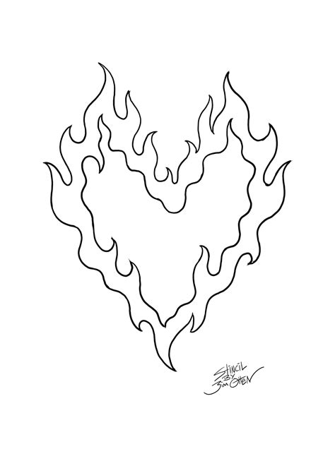 Flames Heart Tattoo Design