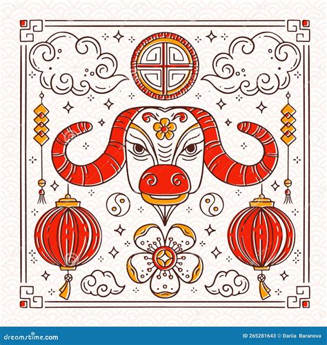 Chinese Happy New Year 2021. Year of the Bull Stock Illustration ...