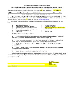 Fillable Online REQUEST FOR PROPOSAL (RFP) AGAINST OPEN TENDER ENQUIRY ...