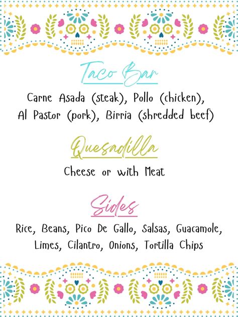 Taco Bar Menu - Etsy