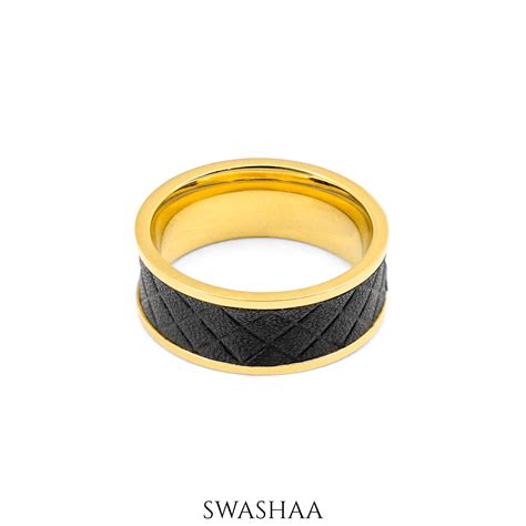 Fred Leather 18K Gold Plated Men's Ring – Swashaa
