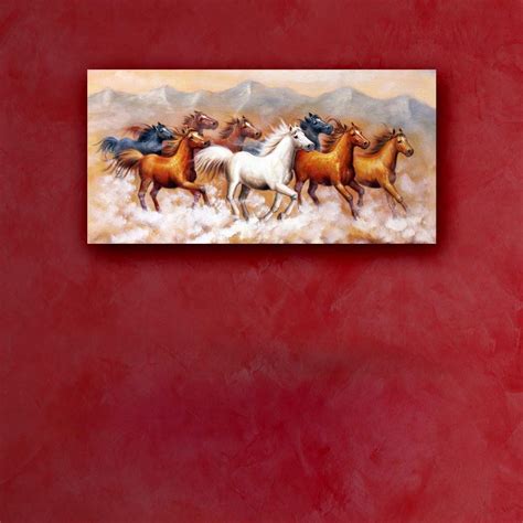 BOXD Lucky Vastu Horses Running on Sand Painting Poster | UV Textured ...