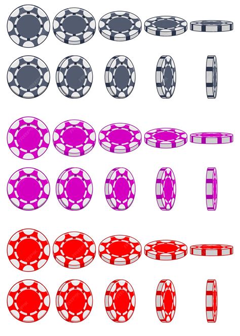 Collection of 3d colored casino chips, animation game rotation ...