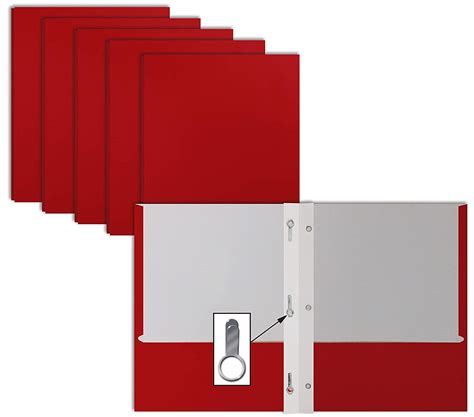 Red Paper 2 Pocket Folders with Prongs, 50 Pack, by Better Office ...