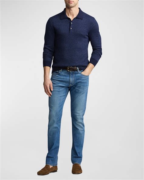 Ralph Lauren Purple Label Men's Cashmere-Linen Polo-Collar Sweater ...