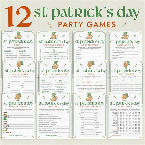 St Patricks Day Game Bundle Printable Adult St Patricks Party Games St Paddys Party Ideas Adults ...