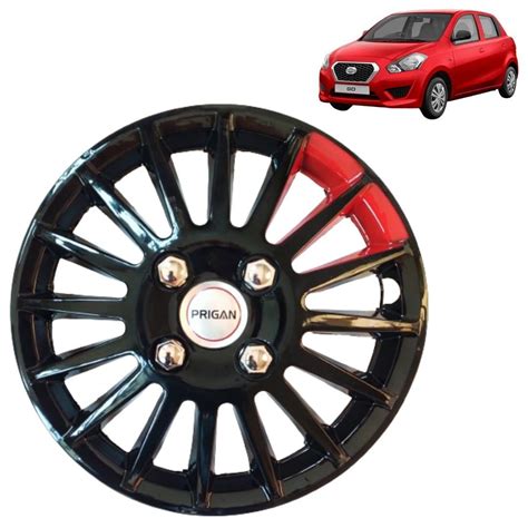 PRIGAN Wheel Cover for Datsun Go 13 Inch Black Red Wheel Cap (Available ...