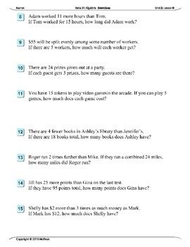 Image result for Story Problem Algebra