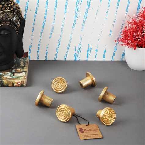 Spiral Design Cabinet/Wardrobe Knobs Golden - Pack of 6