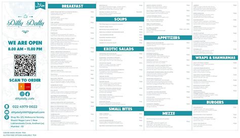 Menu at Dilly Dally Cafe, Mumbai, shop no 2/3