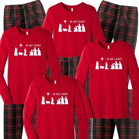 Oh Holy Night Christmas Family Pajamas, Jesus Christ Matching Plaid ...
