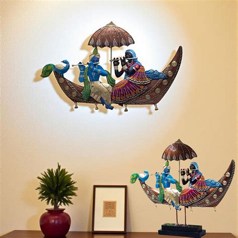 Buy KRAFTSKALA Radha Krishna on Boat Showpiece – 2-in-1 Wall Hanging ...