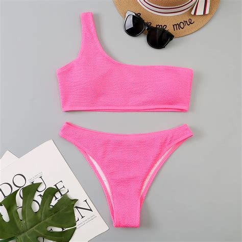 One Shoulder Bikinis 2023 Women Sexy Swimwear Female Brazilian Swimsuit ...