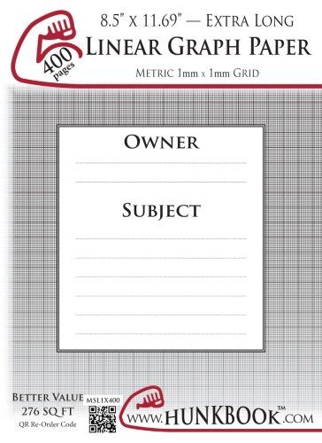 Buy Linear Graph Paper, 1mm Grid (MSL1X-400 pages): ExtraLegal Size ...