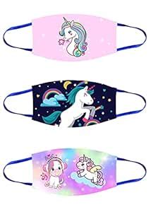 Pixelkari Unicorn 2 PLY Printed Cotton Cloth Face Mask, Bundle For Kids ...
