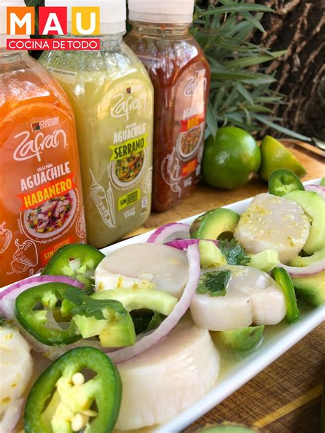 Mau Cocina de Todo: Aguachile Verde de Callo de Hacha con Salsa Zafran