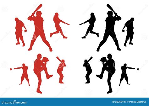 Baseball Player Silhouettes Stock Vector - Illustration of batter ...