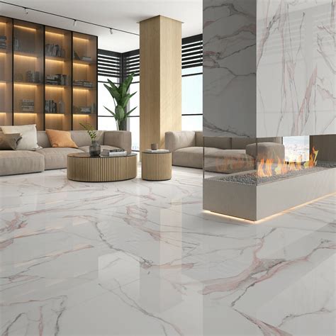 Pink Marble Floor Tiles Peach And Cream Stone Look Tile | Why Tile