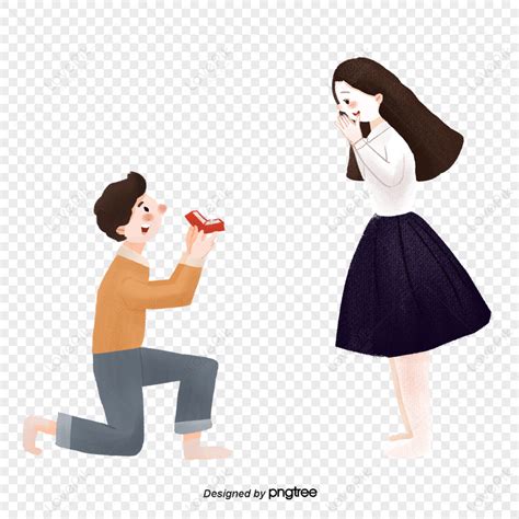 Valentines Day Romantic Proposal Address Young Cartoon Couple, Avatar ...