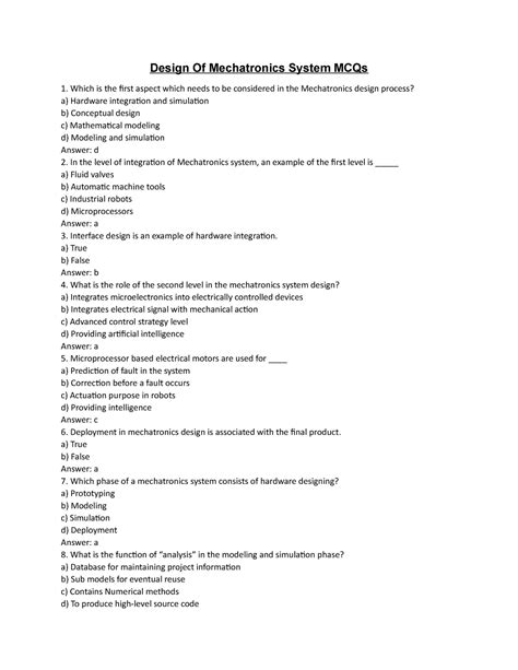 Design Of Mechatronics System MCQs - b) FalseAnswer: a Which phase of a ...
