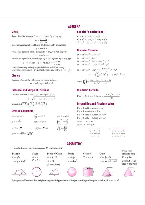 Image result for Formula Sheet for Calculus