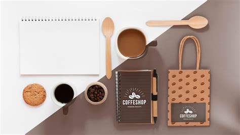 Top view of coffee concept mock-up | Premium PSD