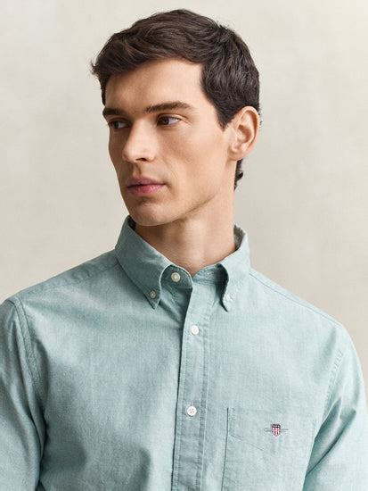 Shop Gant Men Green Solid Regular Fit Classic Oxford Shirt Online