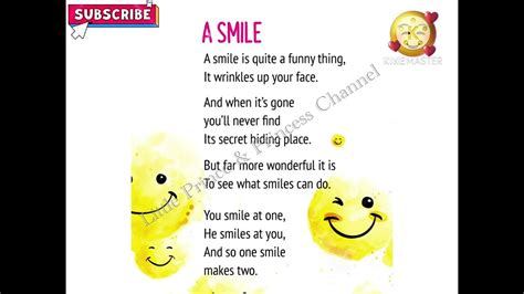 A Smile 😊 | A smile is quite a funny thing 2nd Std English Poem with ...