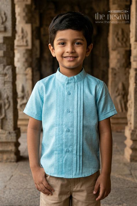 Nesavu Boys Tissue Silk Shirt For Festive Family Gatherings Weddings ...