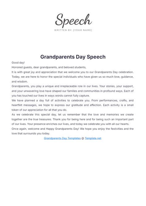 Free Grandparents Day Speech Template to Edit Online