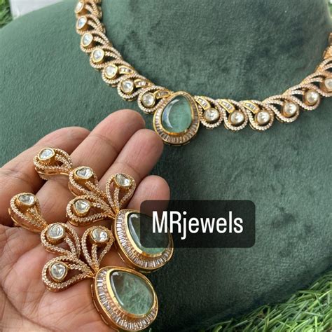 Emerald Stone Micron Gold-Plated Necklace Set