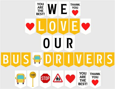 School Bus Driver Appreciation Printable Banner, We Love Our Bus Driver ...