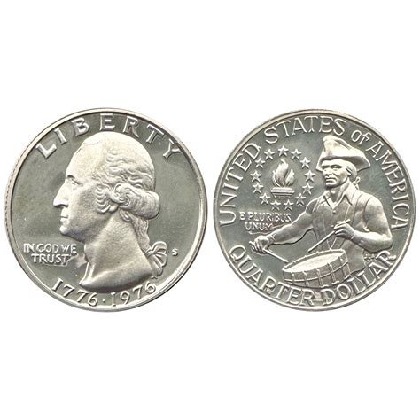 1976-S U.S. Bicentennial Proof & 1995-S Proof Washington Quarters ...