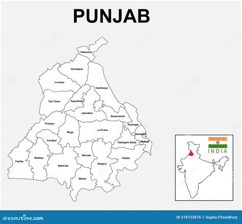 Punjab Map. Political and Administrative Map of Punjab with Districts ...