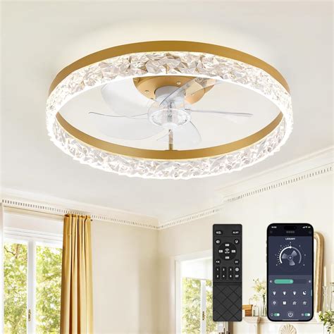 LEDIARY 20" Modern Ceiling Fans with Lights and Remote, Dimmable Low ...