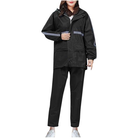 Jgppe Womens Rain Suit Set Outdoor Waterproof Hooded Zipper Jackets and ...