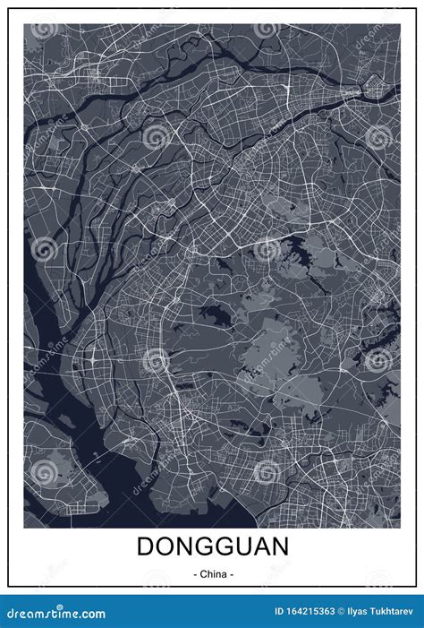 Map of the City of Dongguan, China Stock Illustration - Illustration of land, geography: 164215363