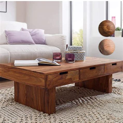 Urban Woods Solid Sheesham Wood Honey Finish Coffee Table | Rectangle ...