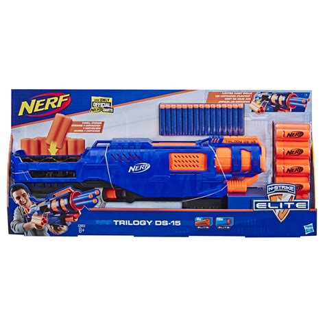 Buy Trilogy DS-15 Nerf N-Strike Elite Toy Blaster with 15 Official Nerf ...