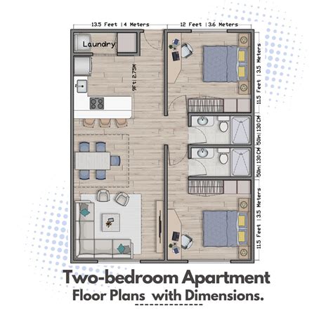 Two Bedroom Apartment Floor Plans with Dimensions